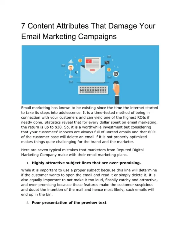7 Content Attributes That Damage Your Email Marketing Campaigns