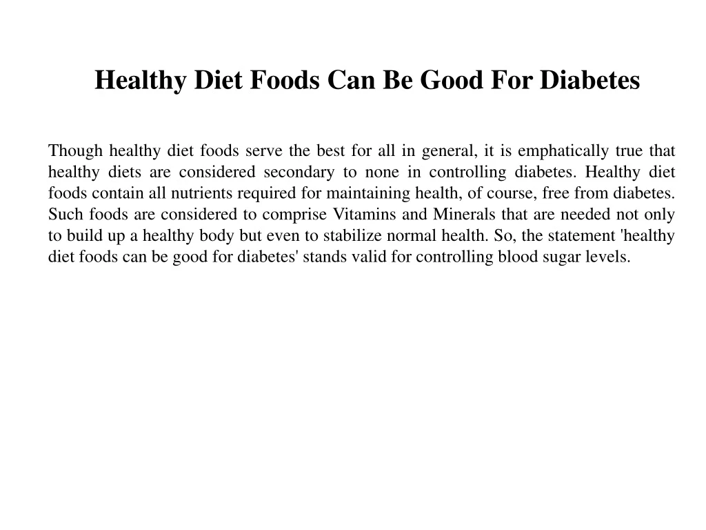 healthy diet foods can be good for diabetes