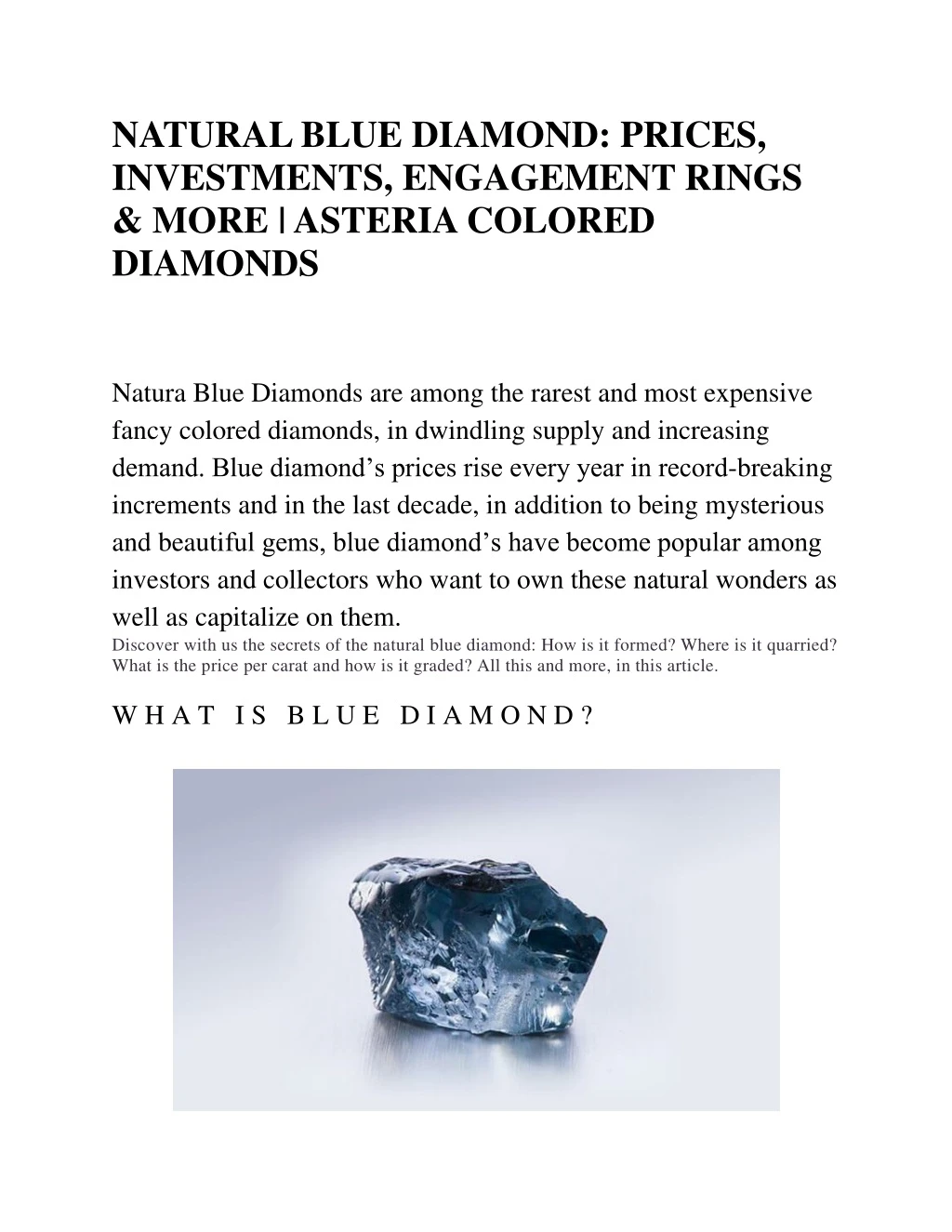 natural blue diamond prices investments