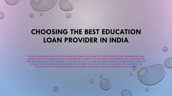 Best education loan provider in India