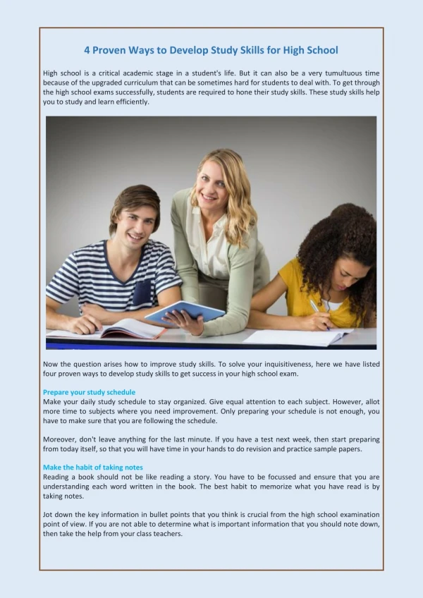 4 proven ways to develop study skills for high
