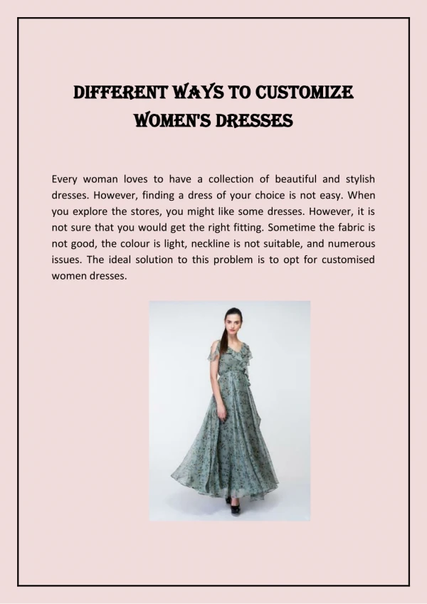 Different Ways to Customize Women's Dresses