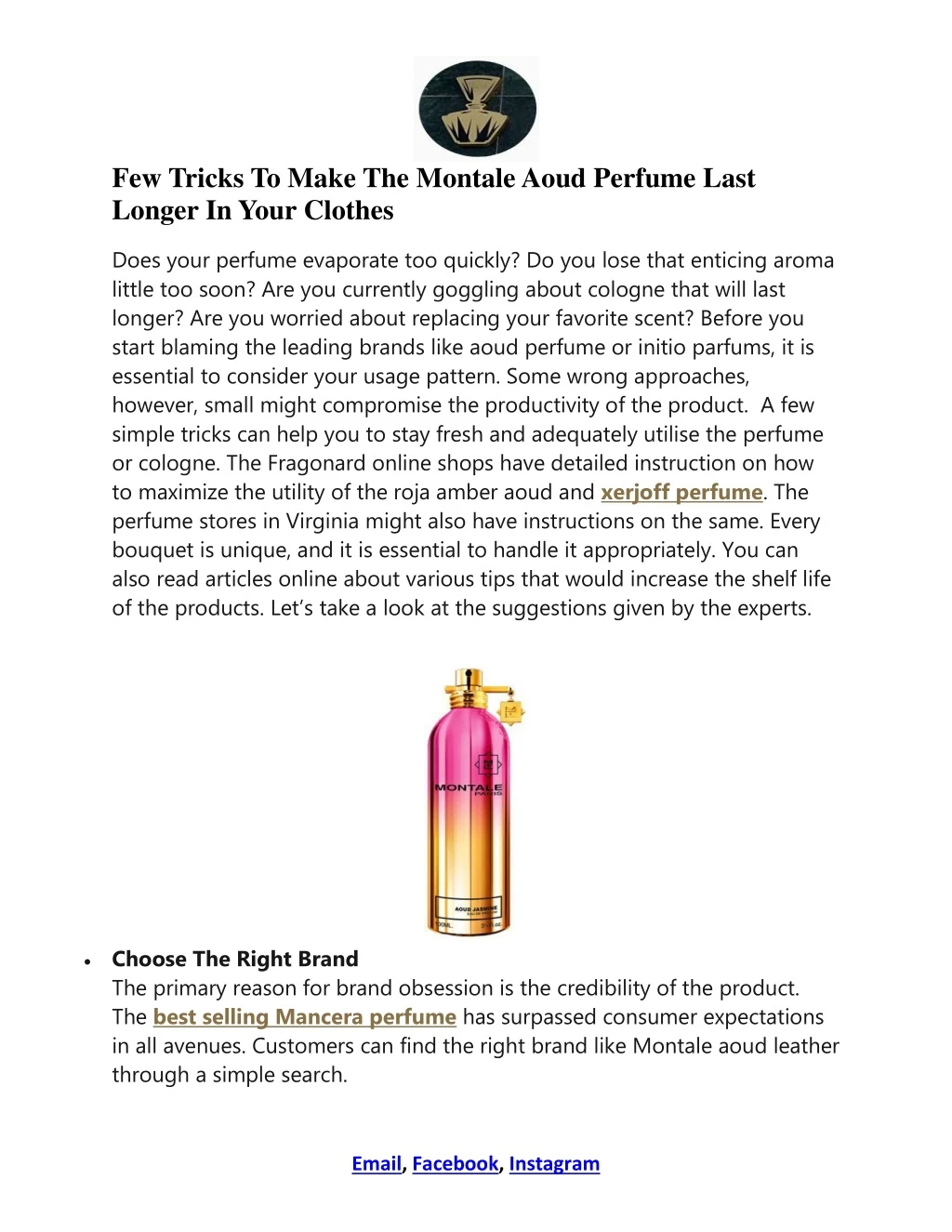 few tricks to make the montale aoud perfume last