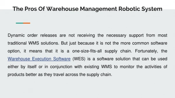 The Pros Of Warehouse Management Robotic System