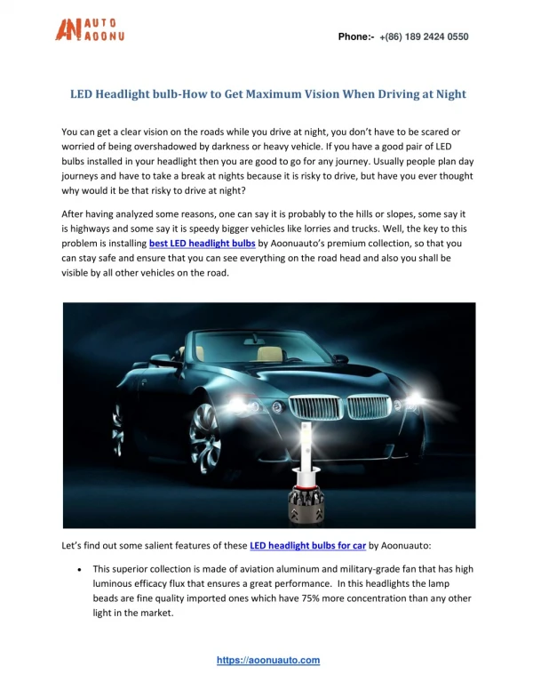LED Headlight bulb-How to Get Maximum Vision When Driving at Night