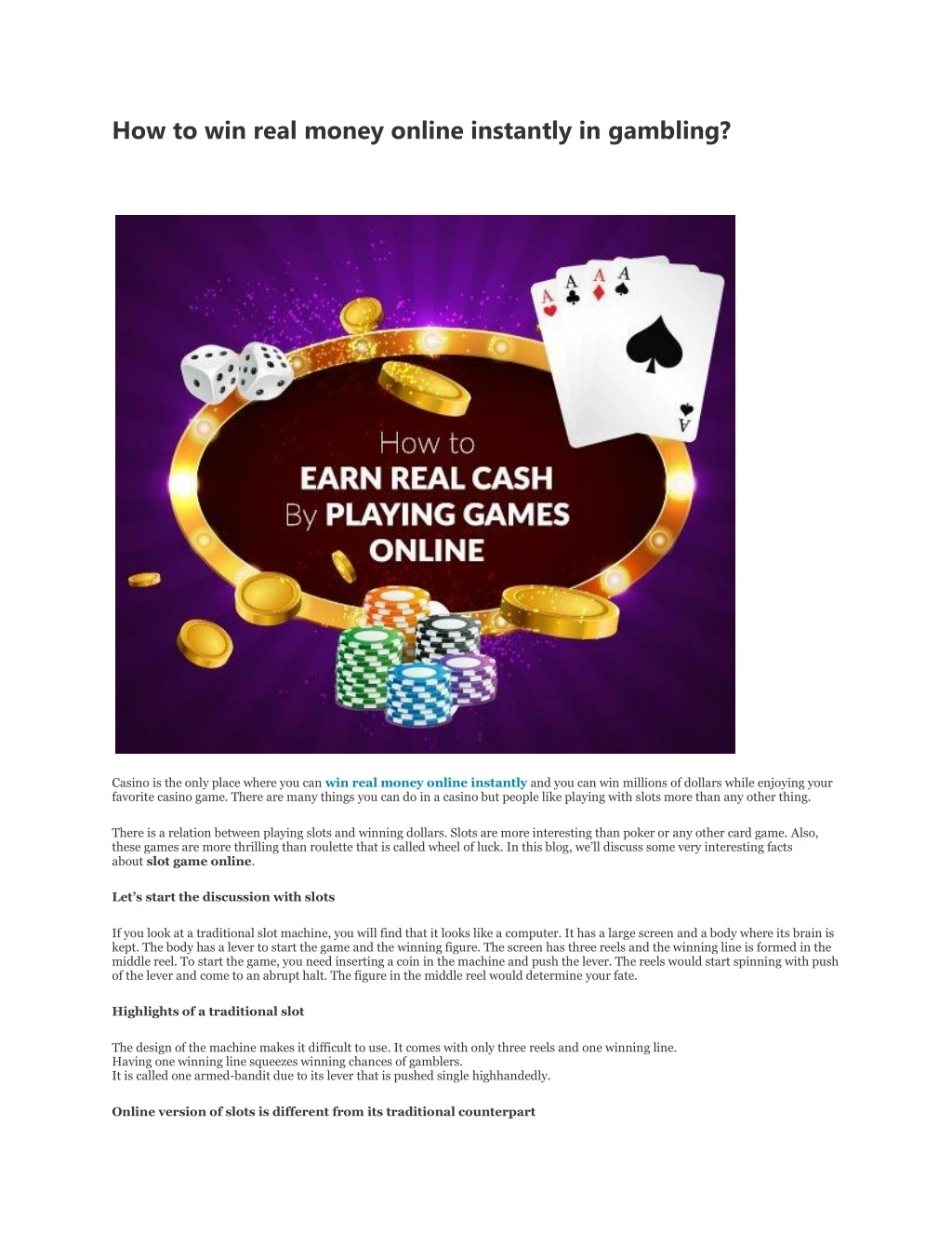 how to win real money online instantly in gambling