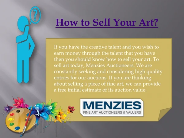 How to Sell Your Art- Menzies Auctioneers