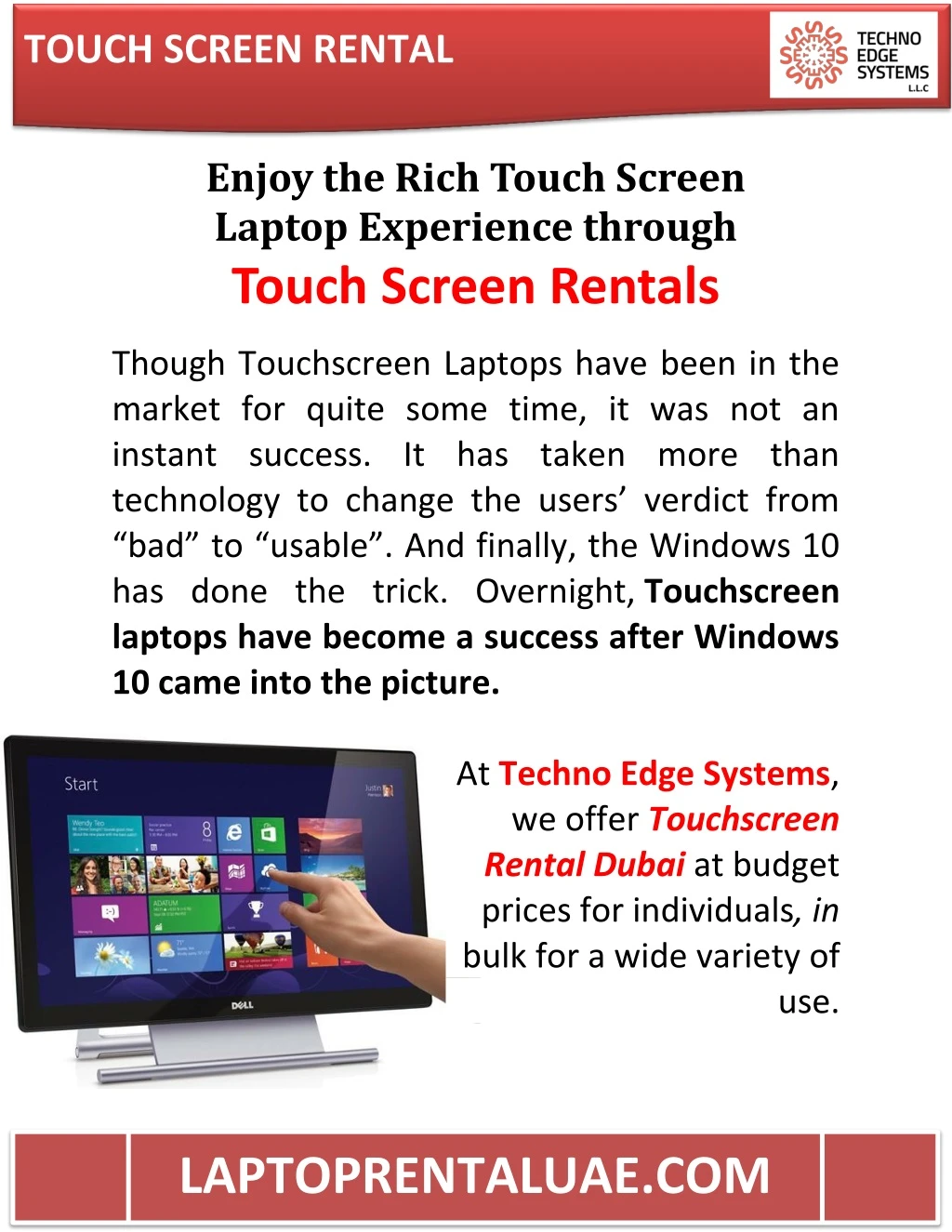 touch screen rental