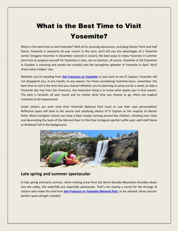 What is the Best Time to Visit Yosemite?