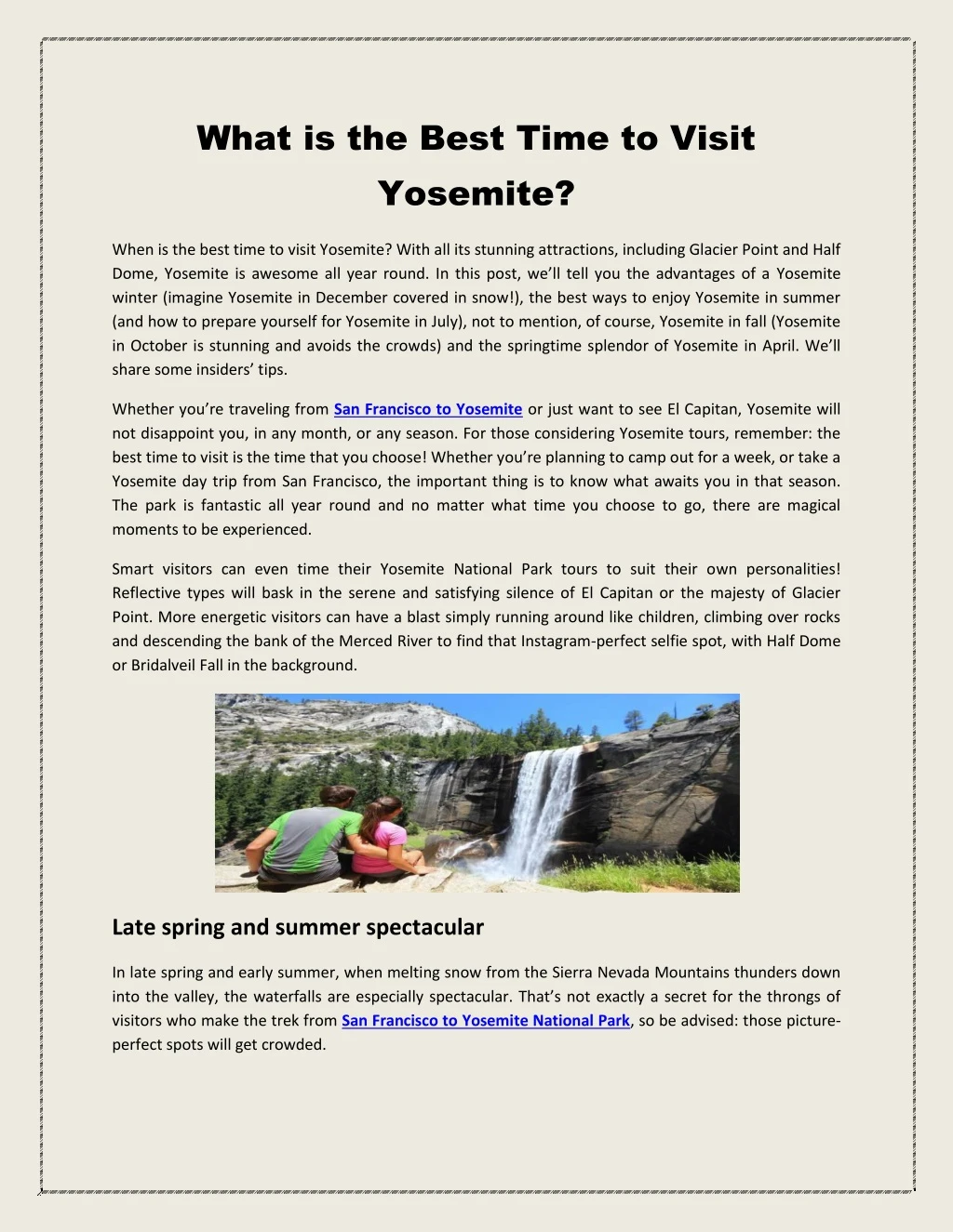 what is the best time to visit yosemite