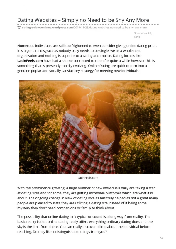 dating websites simply no need to be shy any more