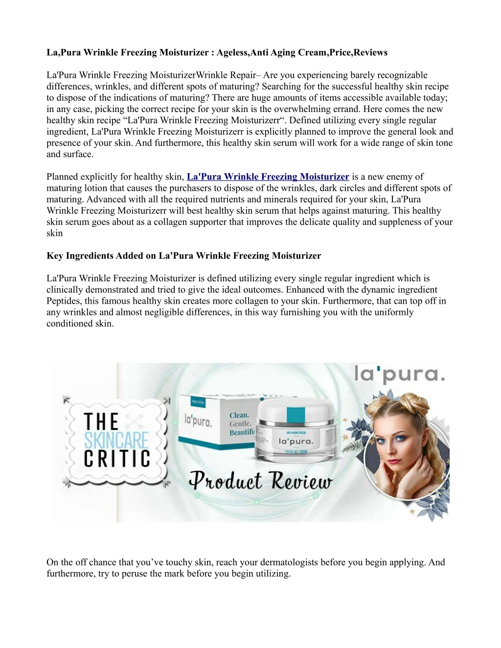 la pura wrinkle freezing moisturizer ageless anti