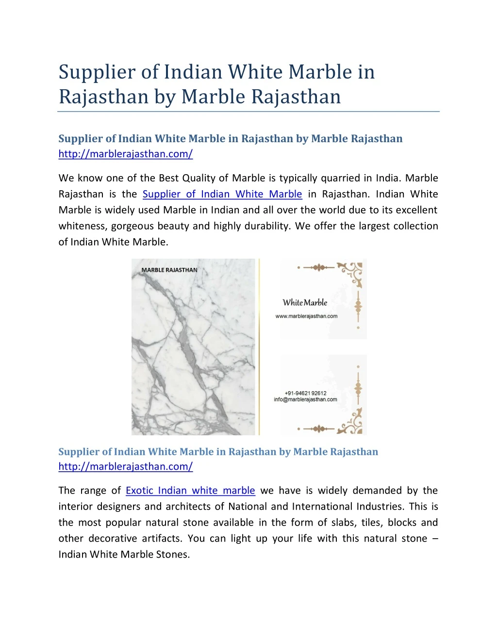 supplier of indian white marble in rajasthan