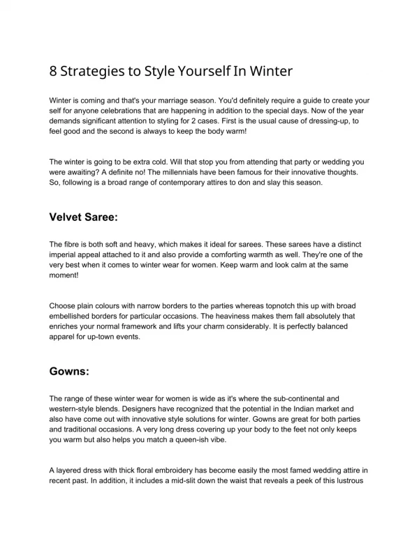 8 Stratagies To Style Yourself In winter for Women