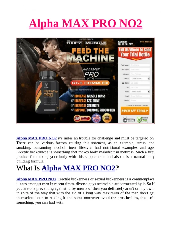 Alpha MAX PRO NO2: Body Building Reviews, Price, supliment and Where to Buy