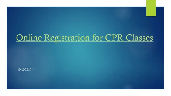 Online Registration for CPR Classes