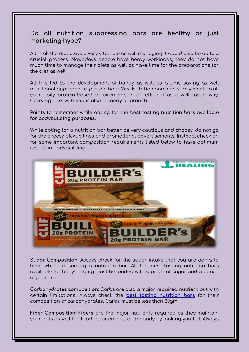 do all nutrition suppressing bars are healthy