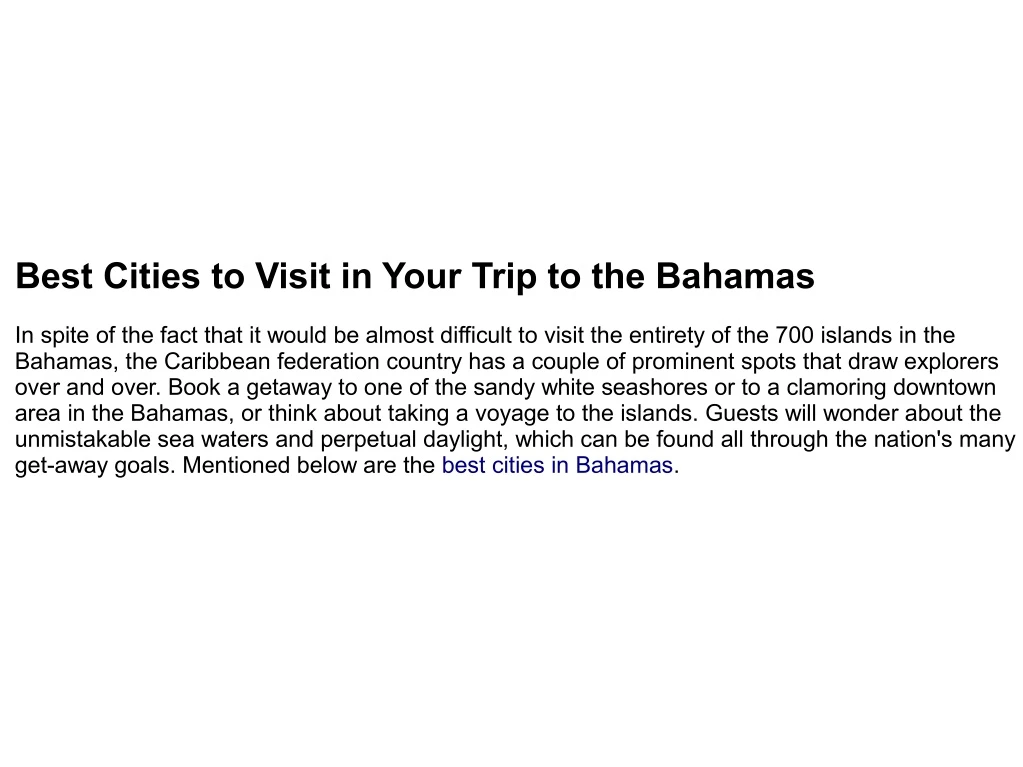 best cities to visit in your trip to the bahamas