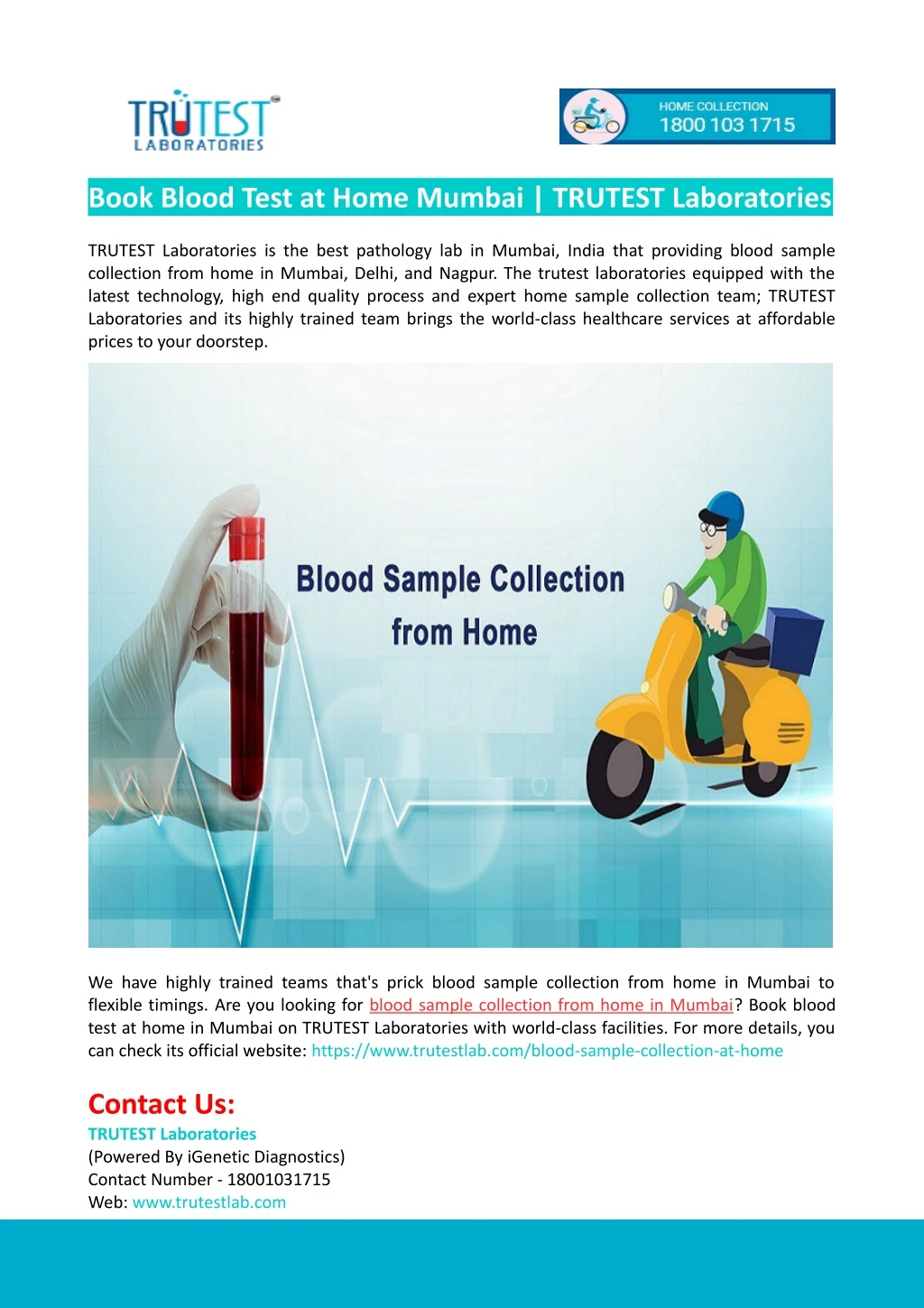 book blood test at home mumbai trutest