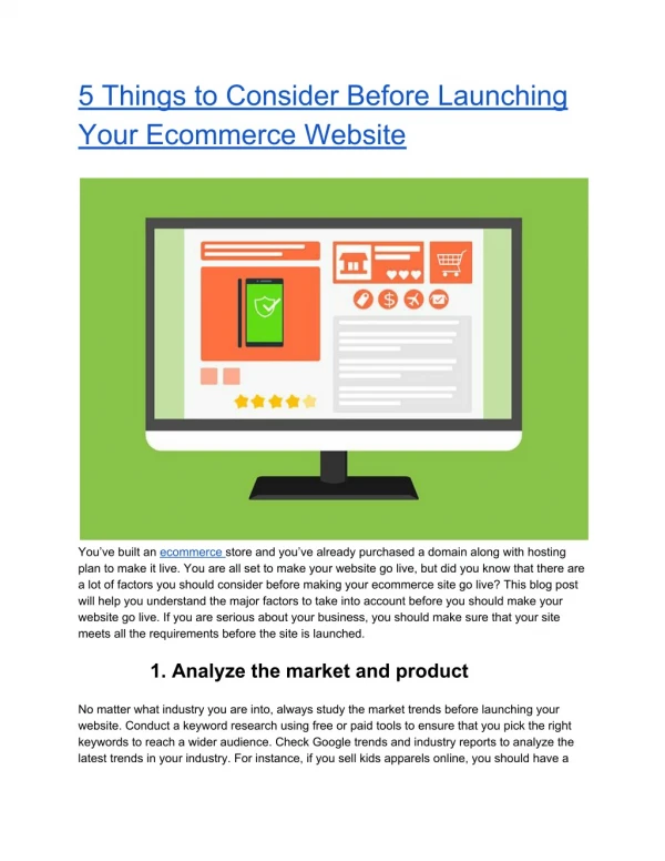 5 Things to Consider Before Launching Your Ecommeerce Wbsite