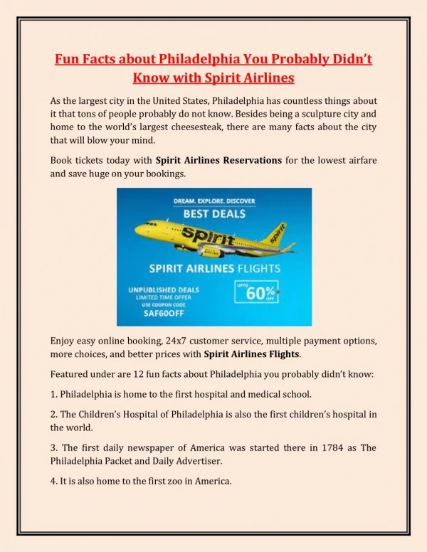 Fun Facts about Philadelphia You Probably Didn’t Know with Spirit Airlines