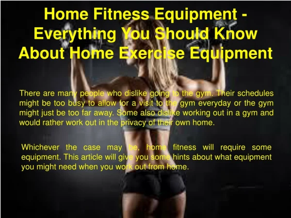 Everything You Should Know About Home Exercise Equipment