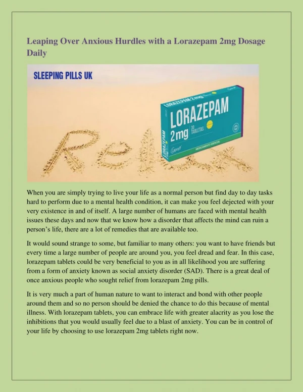 leaping over anxious hurdles with a lorazepam