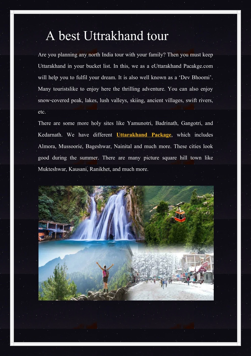 a best uttrakhand tour are you planning any north