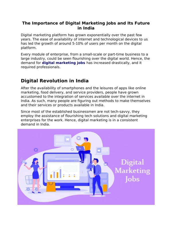 The Importance of Digital Marketing Jobs and Its Future in India