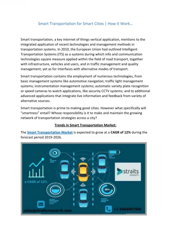 smart transportation for smart cities how it work