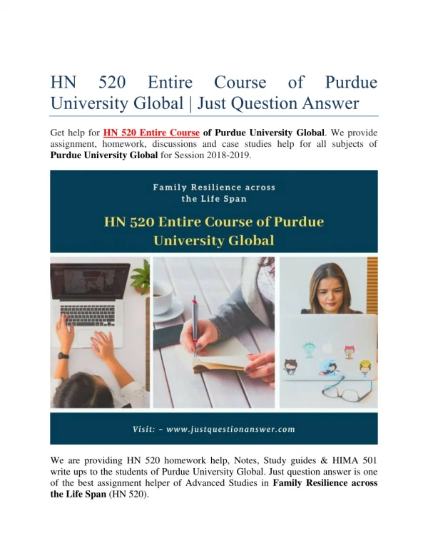 HN 520 Entire Course of Purdue University Global
