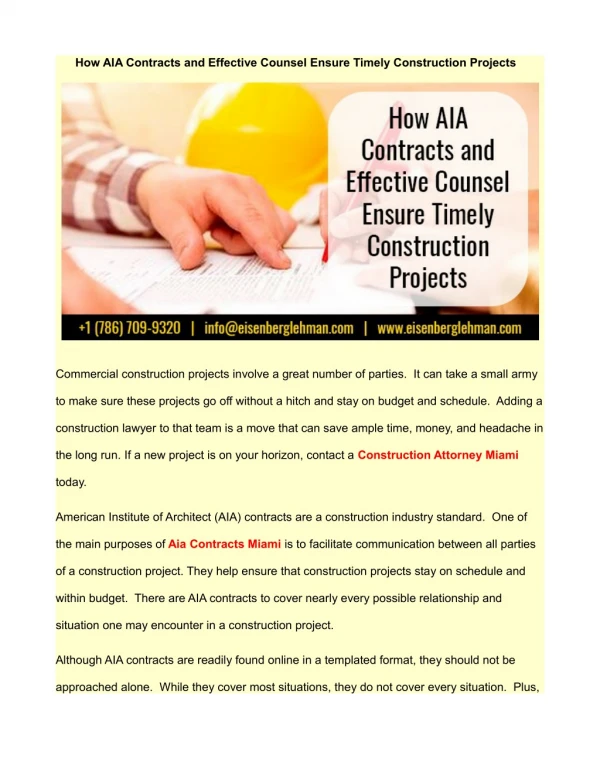 How AIA Contracts and Effective Counsel Ensure Timely Construction Projects