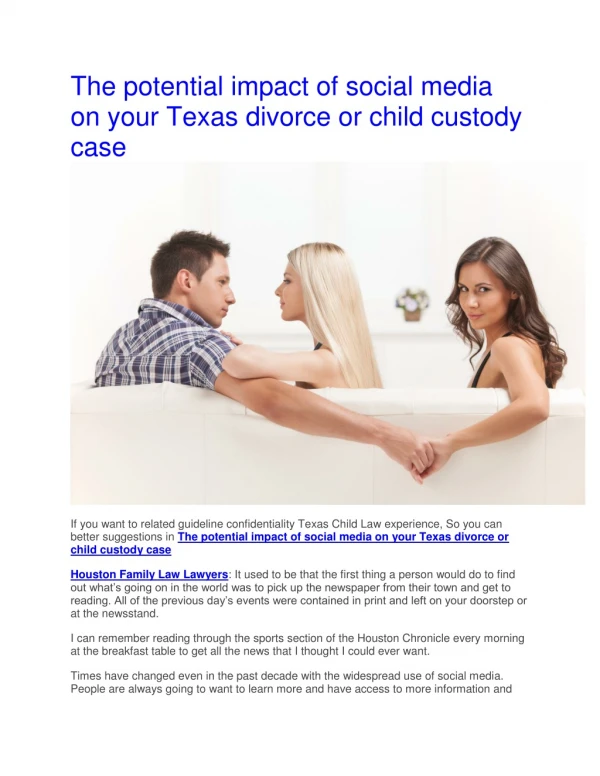 The potential impact of social media on your Texas divorce or child custody case