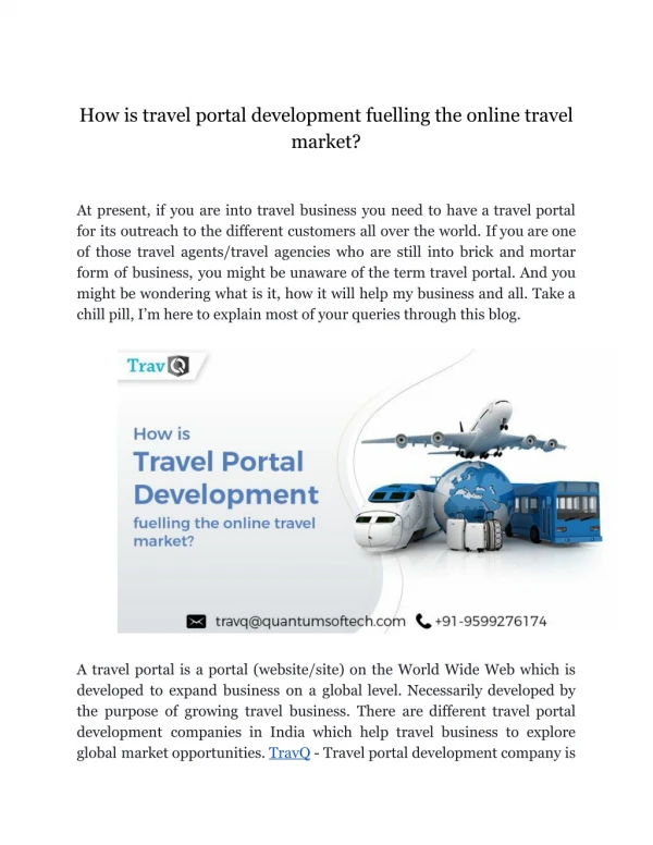 How is travel portal development fuelling the online travel market?