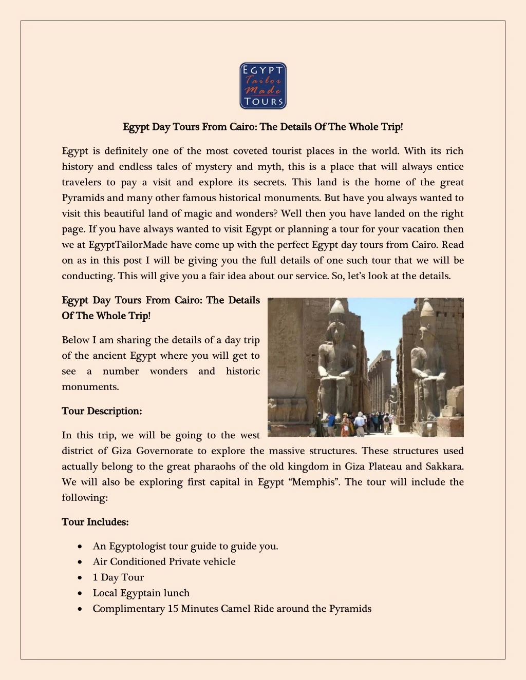 egypt day tours from cairo the details