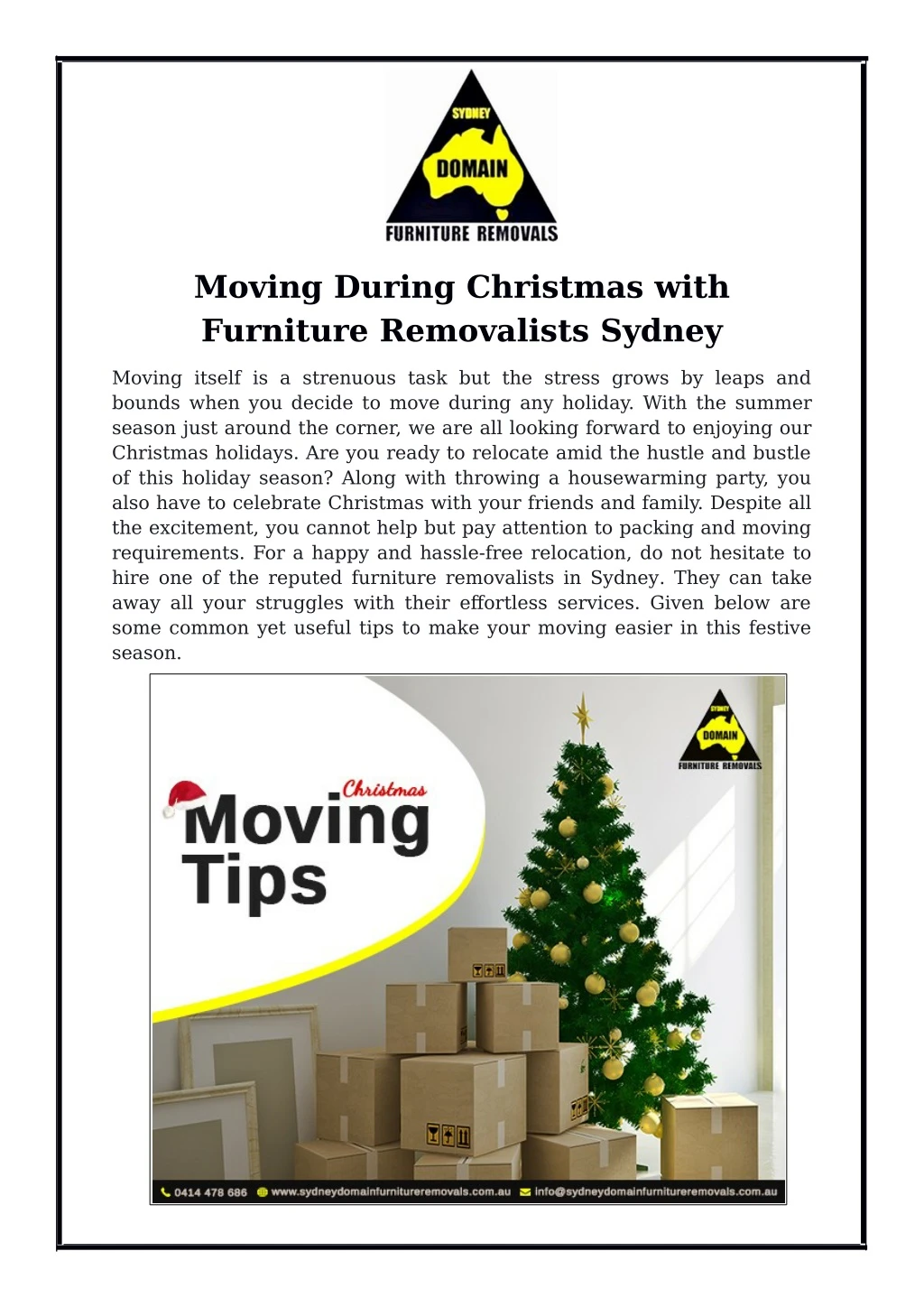 moving during christmas with furniture