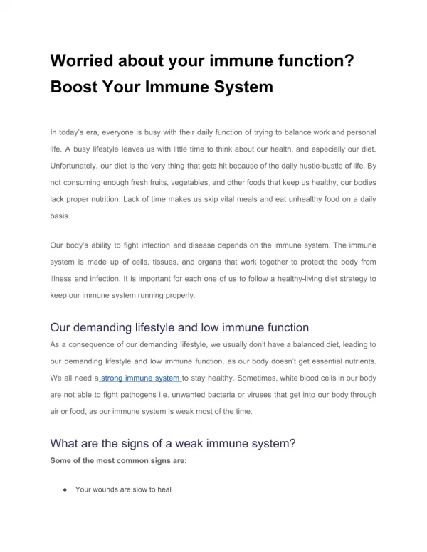 Boost Your Immune System