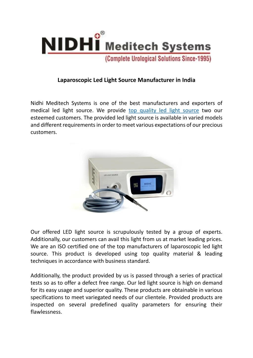laparoscopic led light source manufacturer