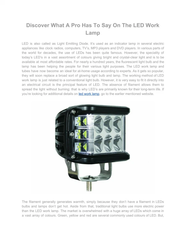 Discover What A Pro Has To Say On The LED Work Lamp