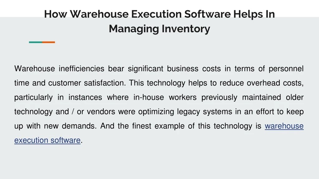 how warehouse execution software helps in managing inventory