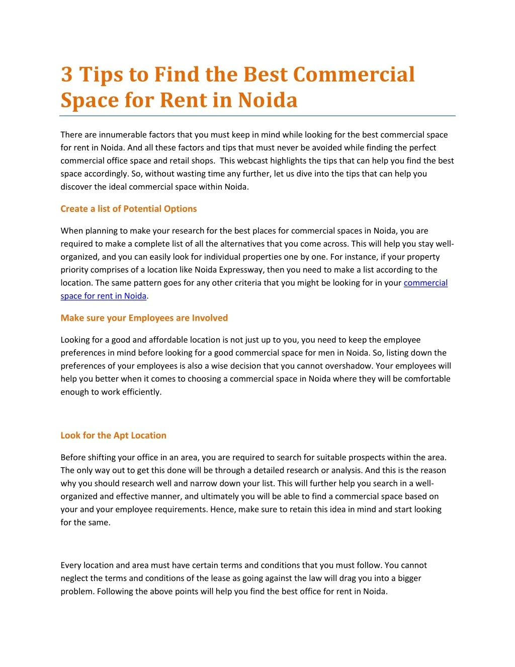 3 tips to find the best commercial space for rent