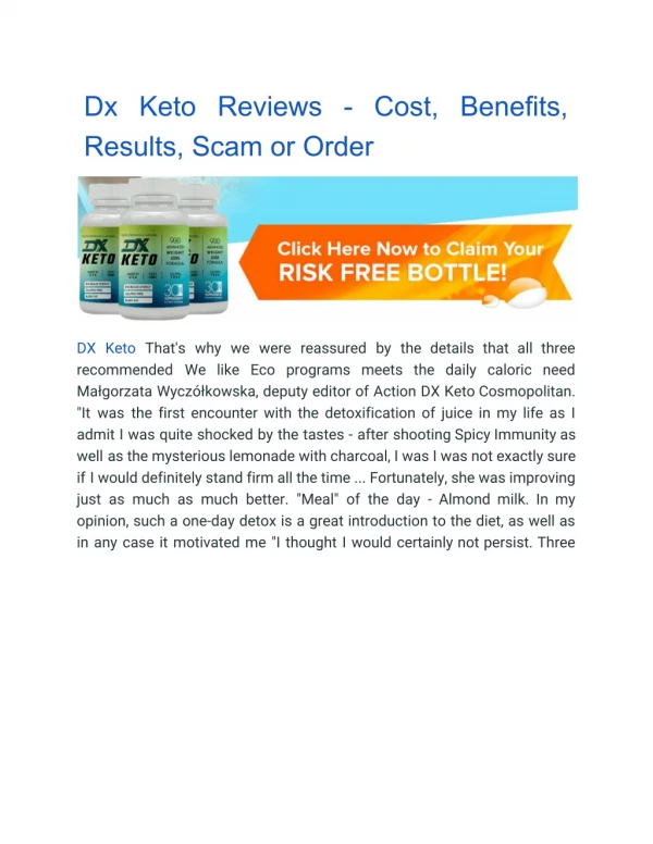 Dx Keto Reviews - Cost, Benefits, Results, Scam or Order