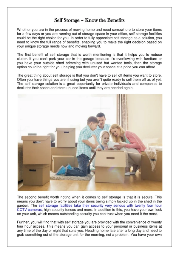 self storage self storage know the benefits know