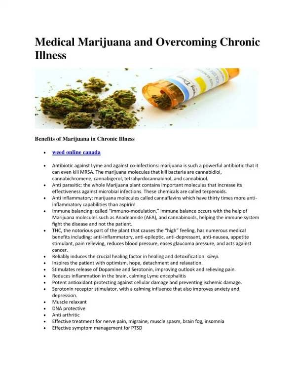 medical marijuana and overcoming chronic illness
