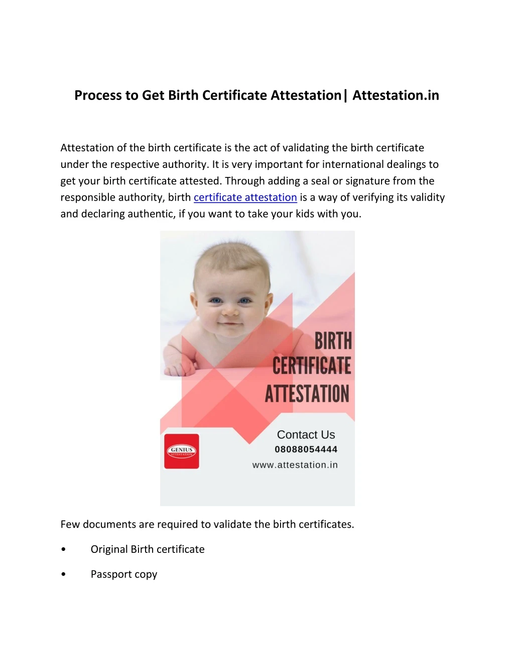 process to get birth certificate attestation