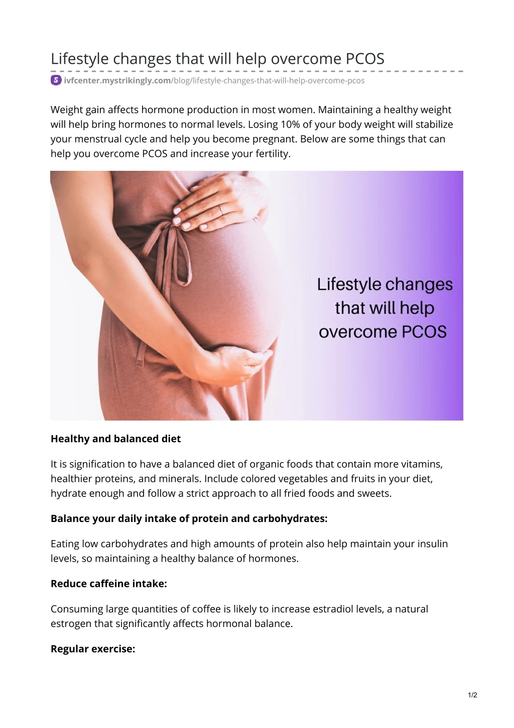 lifestyle changes that will help overcome pcos