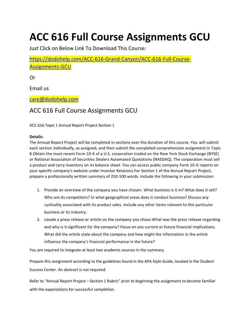 acc 616 full course assignments gcu just click