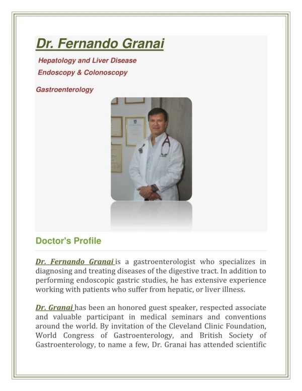 Dr. Fernando Granai - Gastroenterologist in Guatemala City