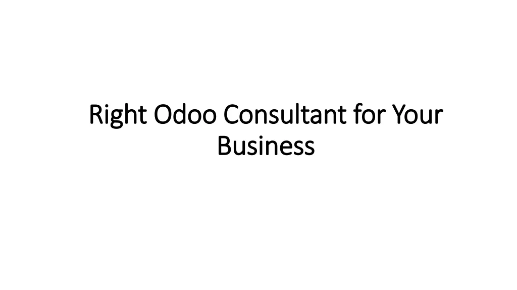 right odoo consultant for your business