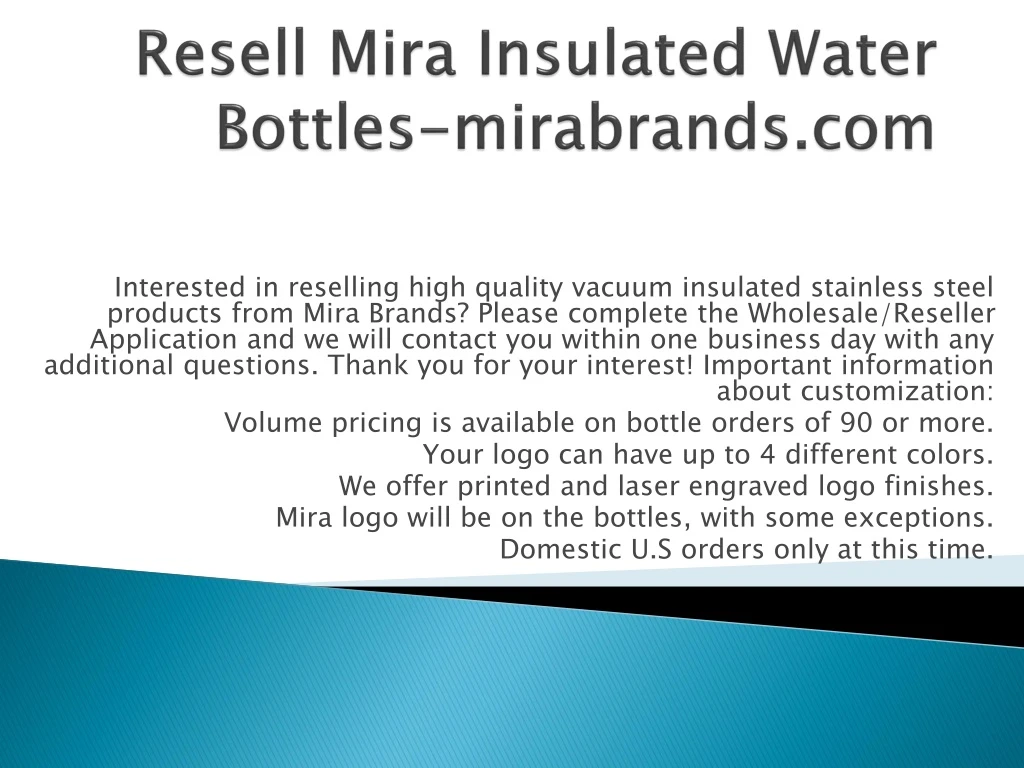 resell mira insulated water bottles mirabrands com